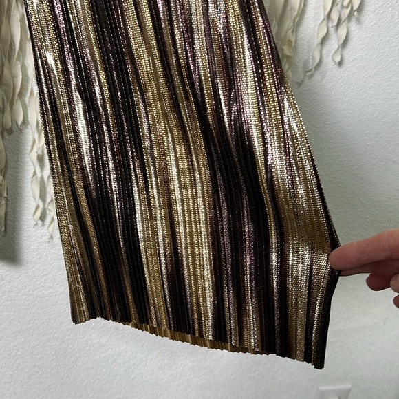 Alice + Olivia NWOT Elba Cropped Wide Leg Pant Size XS in Brown and Gold - Picture 3 of 10